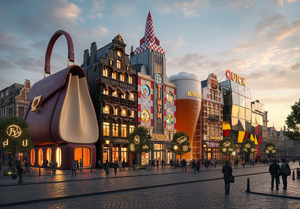 Façade contemporaine d’un bâtiment d’entreprise reflétant l’identité de marque à travers son architecture et ses matériaux.